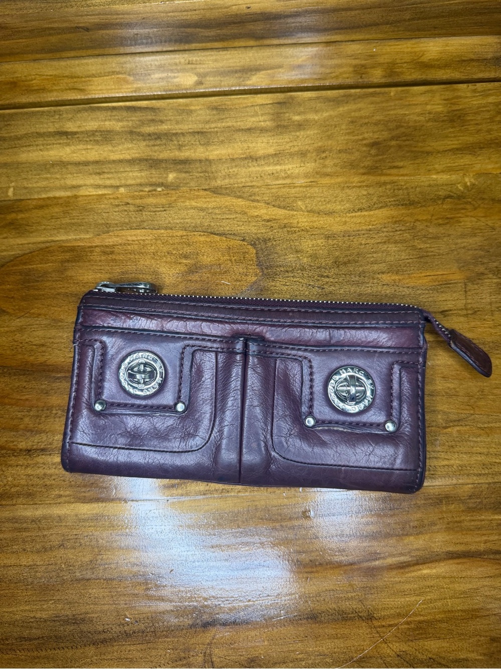 Marc by Marc Jacobs purple Leather Zip Wallet with Turn-Lock Accents